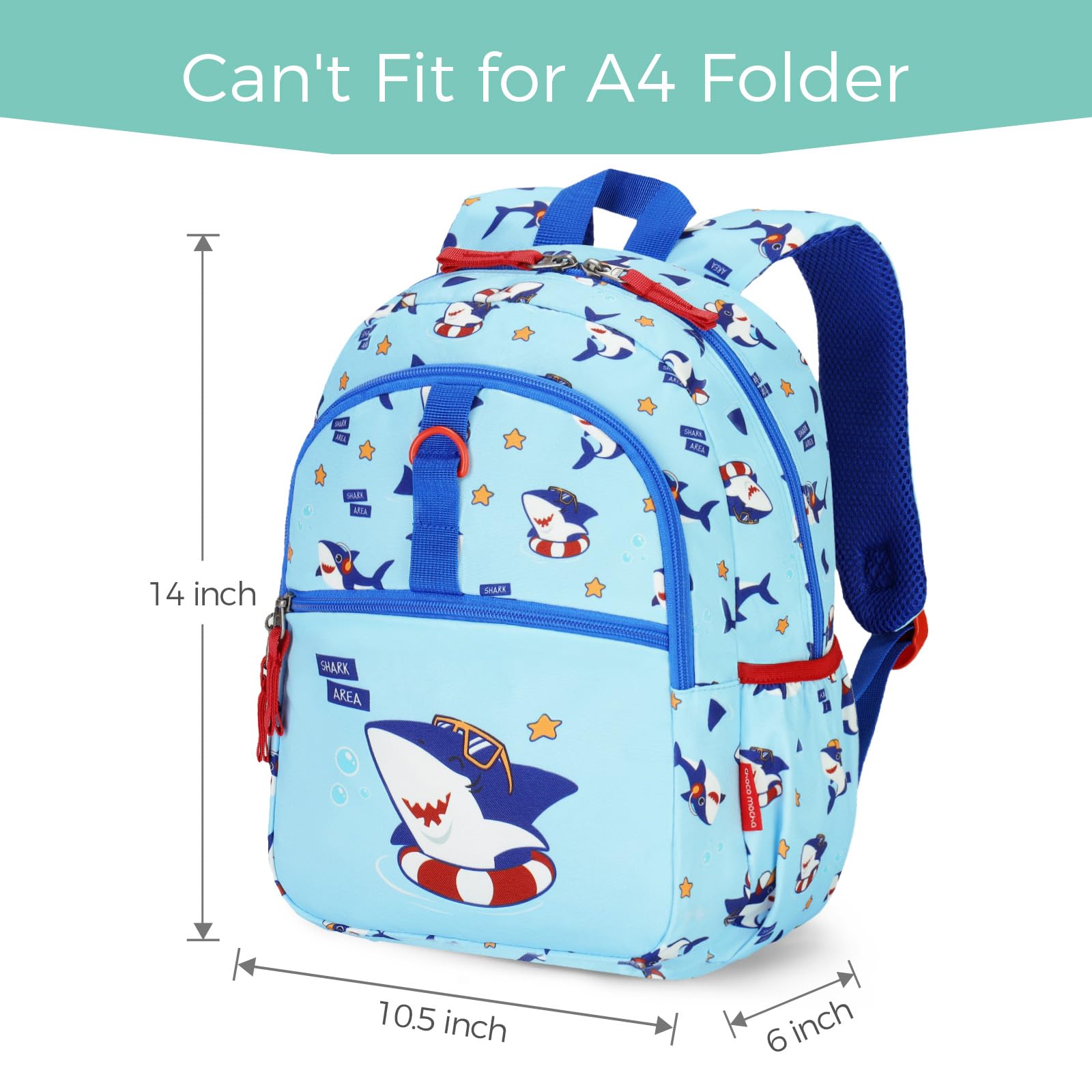 Shark Blue Toddler Backpack 12 Inch