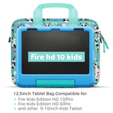 Choco Mocha 12.5 Inch Kids Panda Tablet Sleeve Bag for Girls, Kids Tablet Carrying Case for Fire HD 10, Fire HD 8, Fire 10 Tablet, Chromebook,Kindle Kids Edition,iPad, Teal Green Choco Mocha 