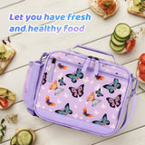 Choco Mocha Butterfly Lunch Box Kids Lunch Box for Girls Lunch Boxes for School Girls Lunchbox for Kids Lunch Bag for Girls with Shoulder Strap for Toddler Preschool Kindergarten Purple Choco Mocha 