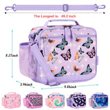 Choco Mocha Butterfly Lunch Box Kids Lunch Box for Girls Lunch Boxes for School Girls Lunchbox for Kids Lunch Bag for Girls with Shoulder Strap for Toddler Preschool Kindergarten Purple Choco Mocha 