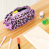 Choco Mocha Cheetah Pencil Pouch for Kids Toddler Girls, Soft Zipper Small Pencil Case for Little Girls, Kids Leopard Pencil Bag for Girls, Pink Choco Mocha 