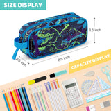 Choco Mocha Dinosaur Pencil Case for Boys Toddler, Soft Zipper Small Pencil Pouch for Little Boys, Kids Pencil Bag for Boys, Navy Blue Choco Mocha 