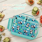 Choco Mocha Panda Lunch Box Kids Lunch Box for Girls Lunch Boxes for School Girls Lunchbox for Kids Lunch Bag for Girls with Shoulder Strap for Toddler Preschool Kindergarten kids 3yrs+ Teal Choco Mocha 