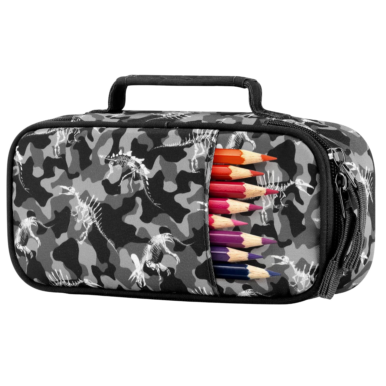 Dinosaur Camo Gray Pencil Case Pencil Case Choco Mocha 