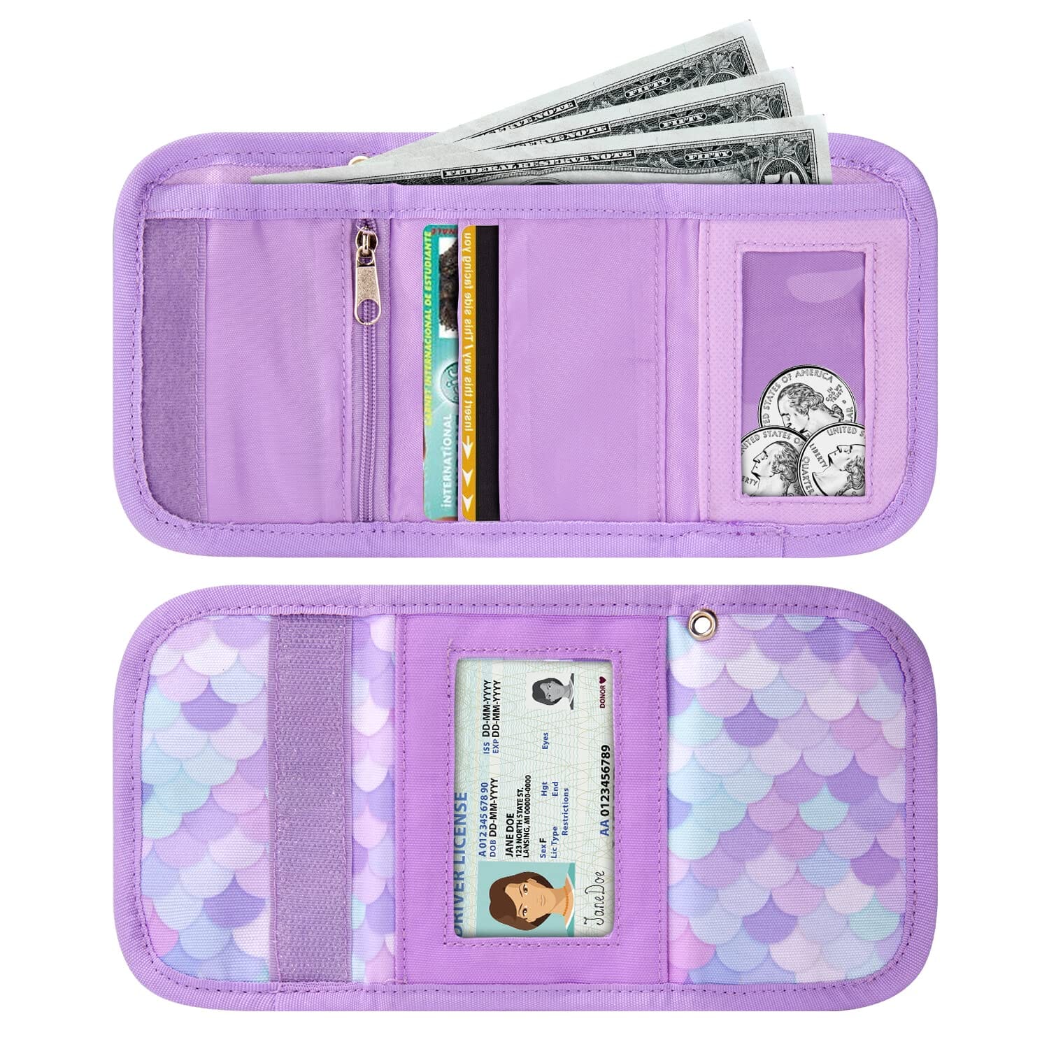 Mermaid Scales-Purple Wallets Girls Wallet Choco Mocha 