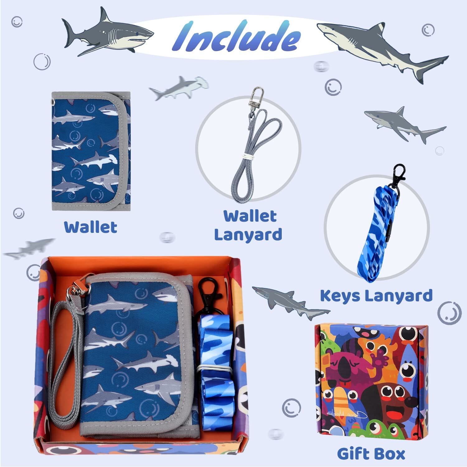 Shark Blue Wallet Boys Wallets Choco Mocha 