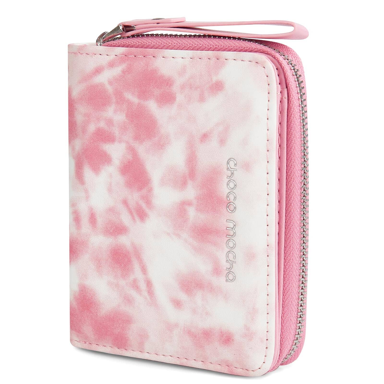 Tie-Dye Gradient Pink Leather Wallet Choco Mocha 