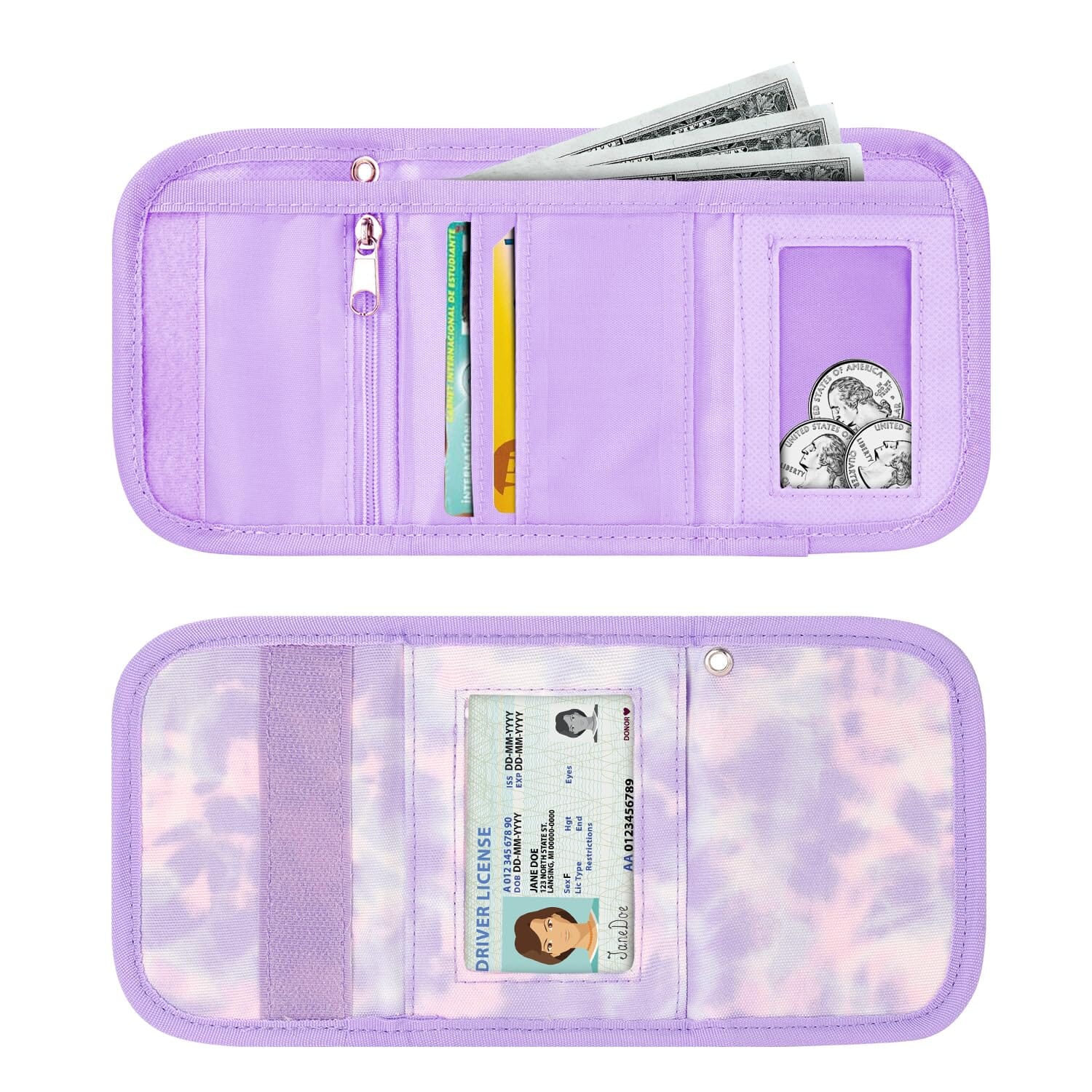 Tie Dye - Pink Purple Wallet Girls Wallet Choco Mocha 